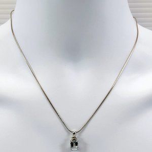 *B) Aquamarine Blue Pendant 3 Cubic Zirconia Stones with 18" Snake Chain